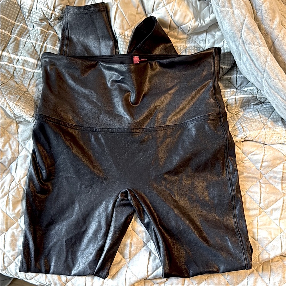 SPANX Black Faux Leather Leggings